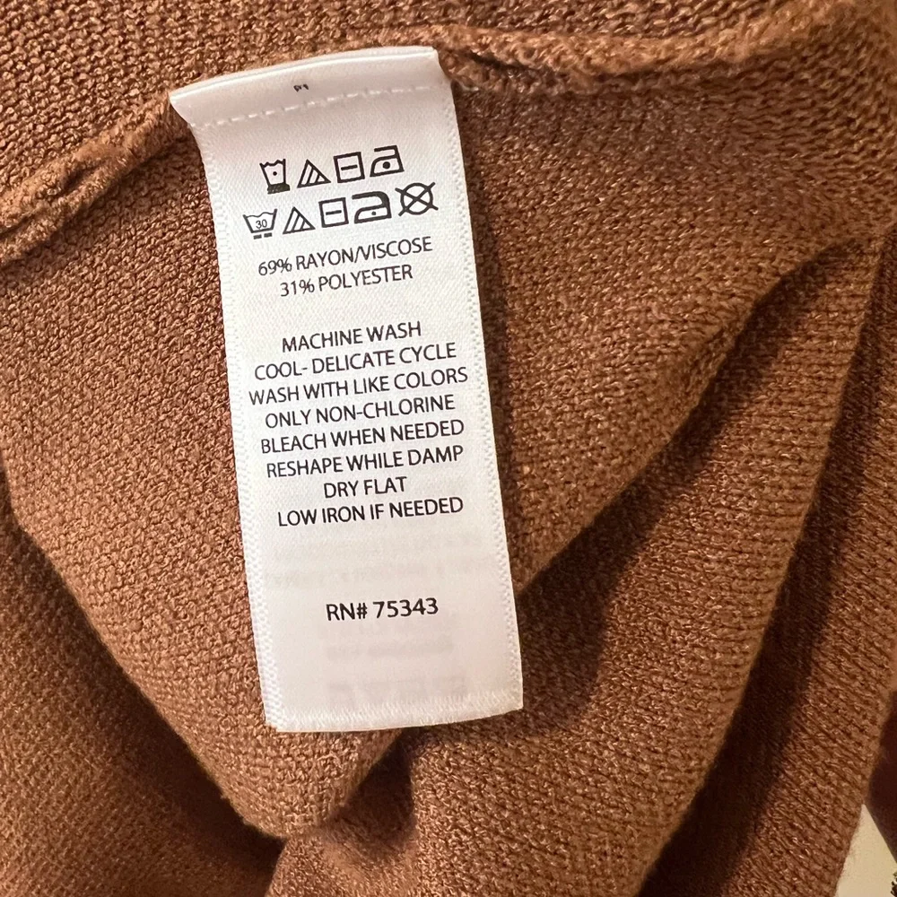 Nicole Miller Tan Long Sleeve Wrap Sweater Dress L - Picture 5 of 6